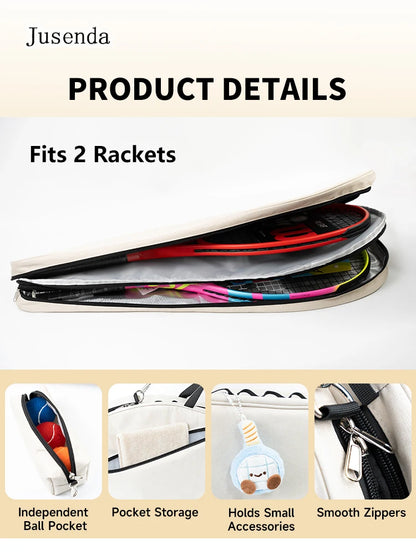 Jusenda Tennis Badmiton Racket Bag Cover for Various Tennis Racket Soft Face Carbon Fiber Eva Racquet Unisex Tennis Shoulder Bag