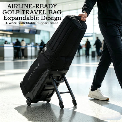Golf Travel Bag for Airlines, 4-Wheel Rolling Golf Club Travel Cover, Thick Padded Anti-Collision Golf Airline Bag with Hidden R