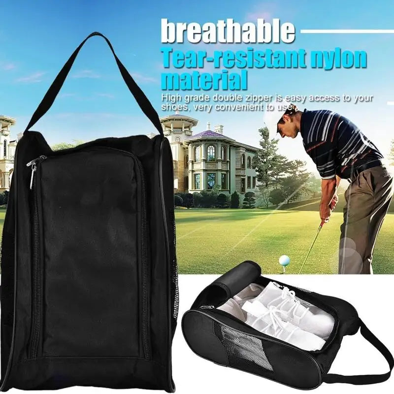 Portable Golf Shoe Bag Oxford Cloth Shoe Carrier Bags Breathable Lightweight Golf Handbag Dustproof Football Tennis Shoe Bag