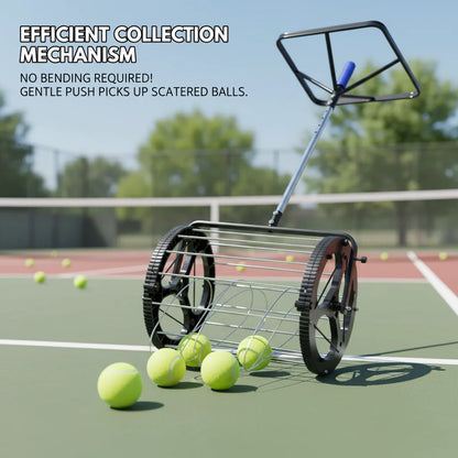 Tennis Ball Picker Hopper, Automatic Ball Basket for 80 Balls, Adjustable Height 35.8-40.5in for Court Training