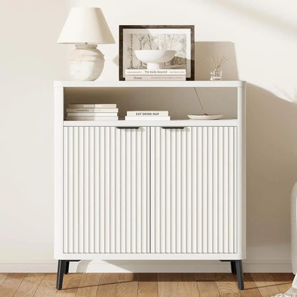 65" Buffet Sideboard with 4 Doors Adjustable Shelves Coffee Bar Console for Dining Living Entryway White Customized