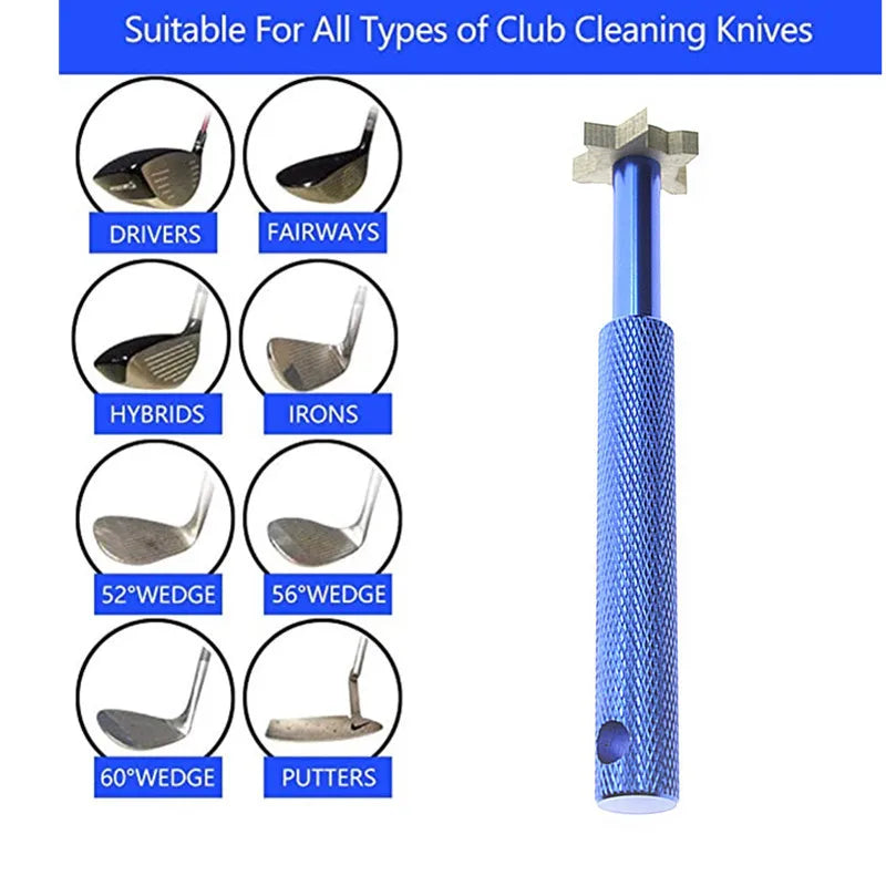 6-in-1 Golf Club Groove Sharpener - Portable Re-Grooving Cleaner Tool for Wedges, Irons, Putters & Utility Clubs