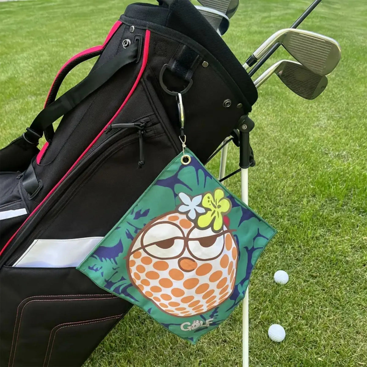 New High-quality Golf Towel,  Double-sided Printing, Retractable Hook, Quick-drying, Machine Washable, Suitable for Golf Bag
