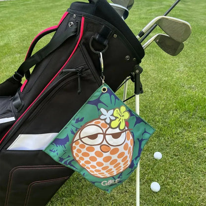 New High-quality Golf Towel,  Double-sided Printing, Retractable Hook, Quick-drying, Machine Washable, Suitable for Golf Bag