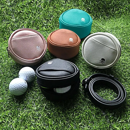 Leather Golf Waist Bag 4 Balls Capacity Protective Golf Storage Case Tee Holder Multi-function Golf Ball Storage Clip Men/Women