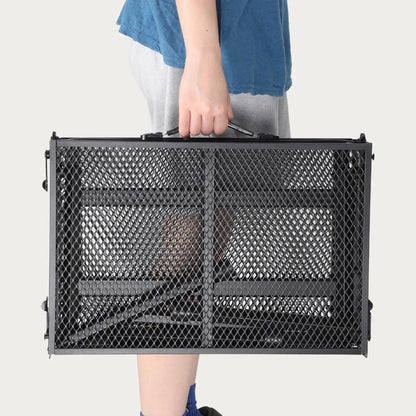 Small Foldable Table Beach Table With Mesh Desktop 23.6 X 15.7 Inch Metal Desk For Cooking Grilling Tailgate Backyard Fishing