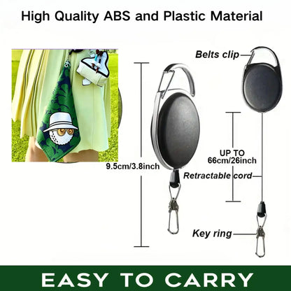 High-Quality Golf Towel, Stylish And Unique, Double-Layered And Durable, with a Retractable Hook, Quick-Drying, Super Absorbent