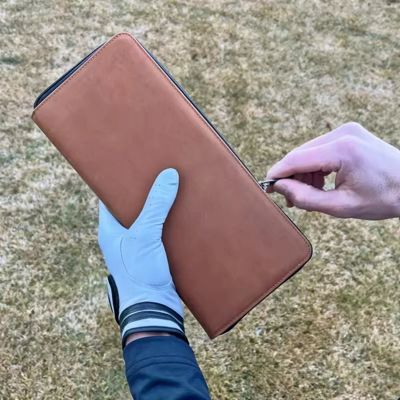 Leather Golf Glove Wallet Holder Zipper Golf Gloves Storage Bag