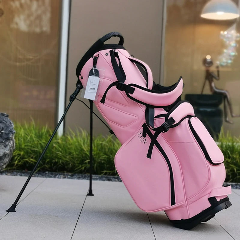 Fashion Light Luxury Women's Golf Stand Bag 5 Way Divider Golf Cart Bag Premium Synthetic Leather Dual Shoulder Straps with Mult