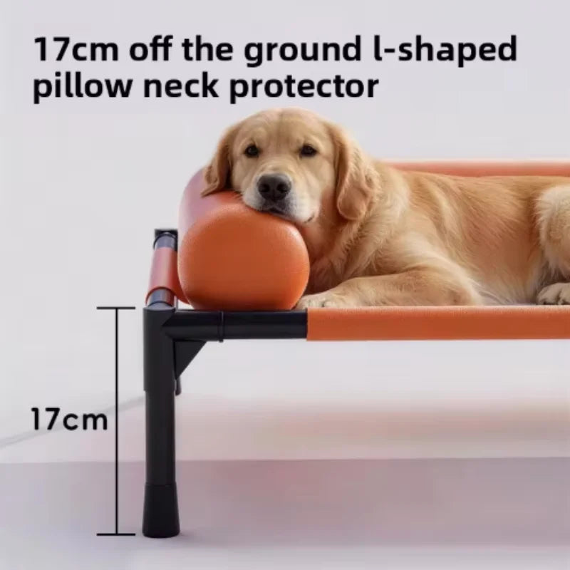 Cooling Dog Cot Bed with Pillow Breathable Mesh Washable Pet Furniture for Outdoor Indoor Camping Patio Sunbathing
