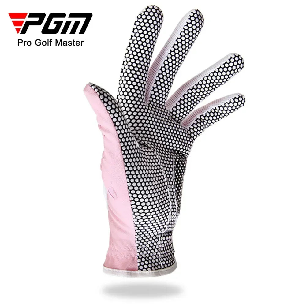 1 pairs Women Golf Gloves Soft Breathable PU Leather with Non-Slip Particle Outdoor Sports Wholesale Accessories