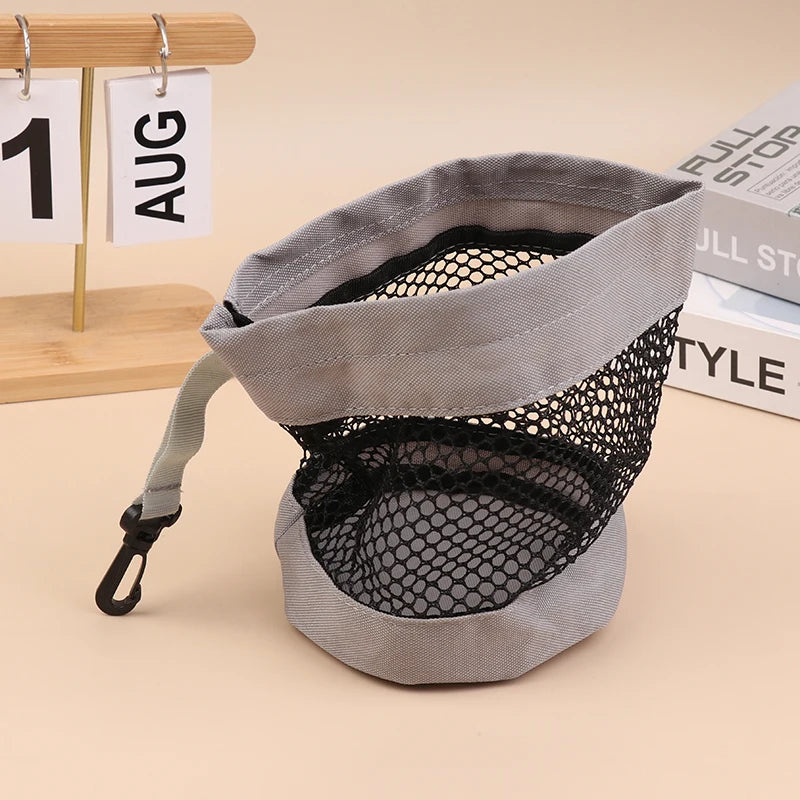 1Pc Golf Ball Pouch Bag With Drawstring Closure High Quality Mesh Nylon And Hanging Plastic Clip Convenient To Hang On Golf Bag