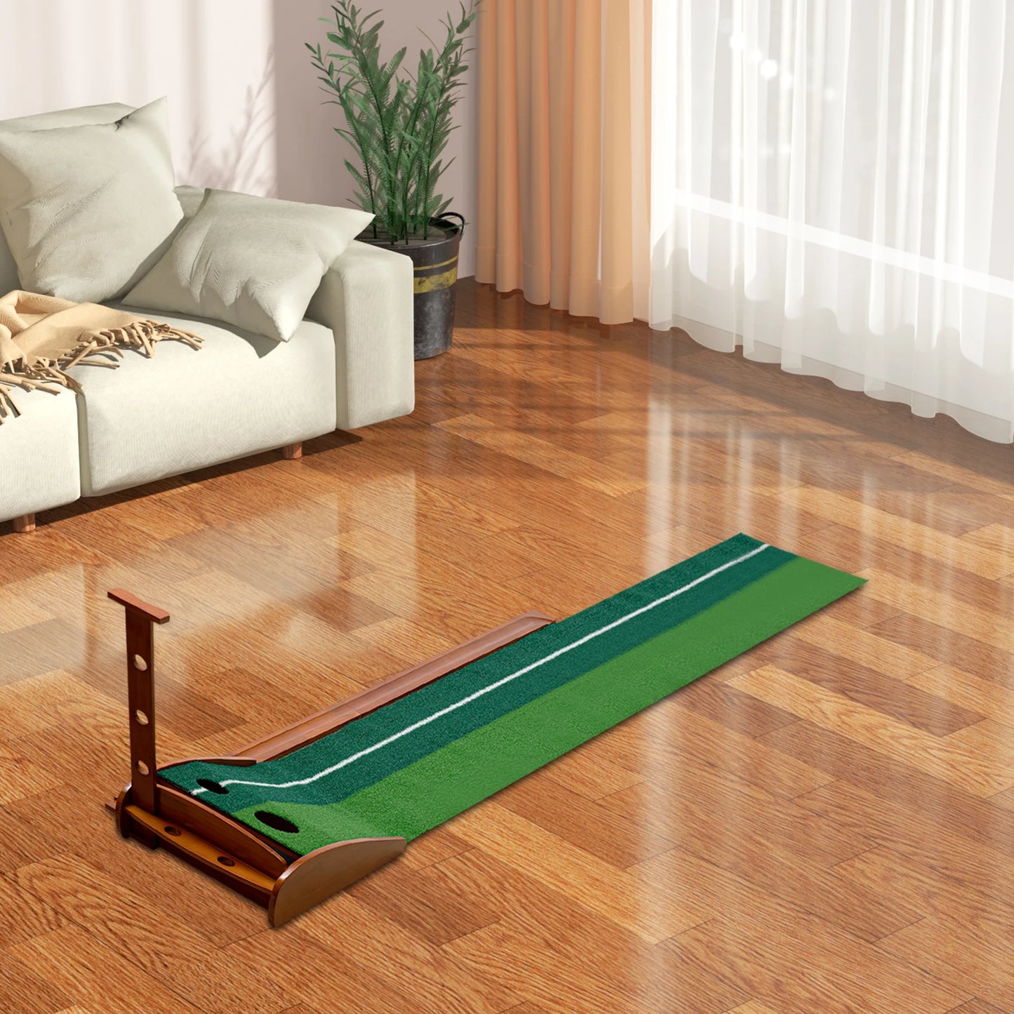 Indoor Golf Putting Green Practice Mat Exerciser W/Auto Ball Return Training Aid