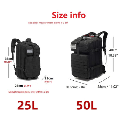 25L/50L 1000D Nylon Golf Waterproof Trekking Fishing Hunting Bag Backpack Outdoor Rucksacks Tactical Sports Camping Hiking