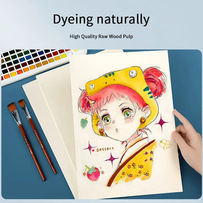 Watercolor Paper Square/Round 50 Sheets Professional Drawing Cardboard Water Color Paper Postcard for Painting School Supplies