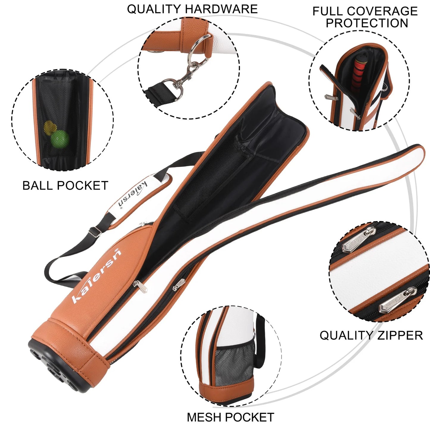Portable PU Lightweight Park Golf Gun Bag Waterproof Microfiber Leather Durable Multipurpose Sports Golf Club Bag Golf Supplies