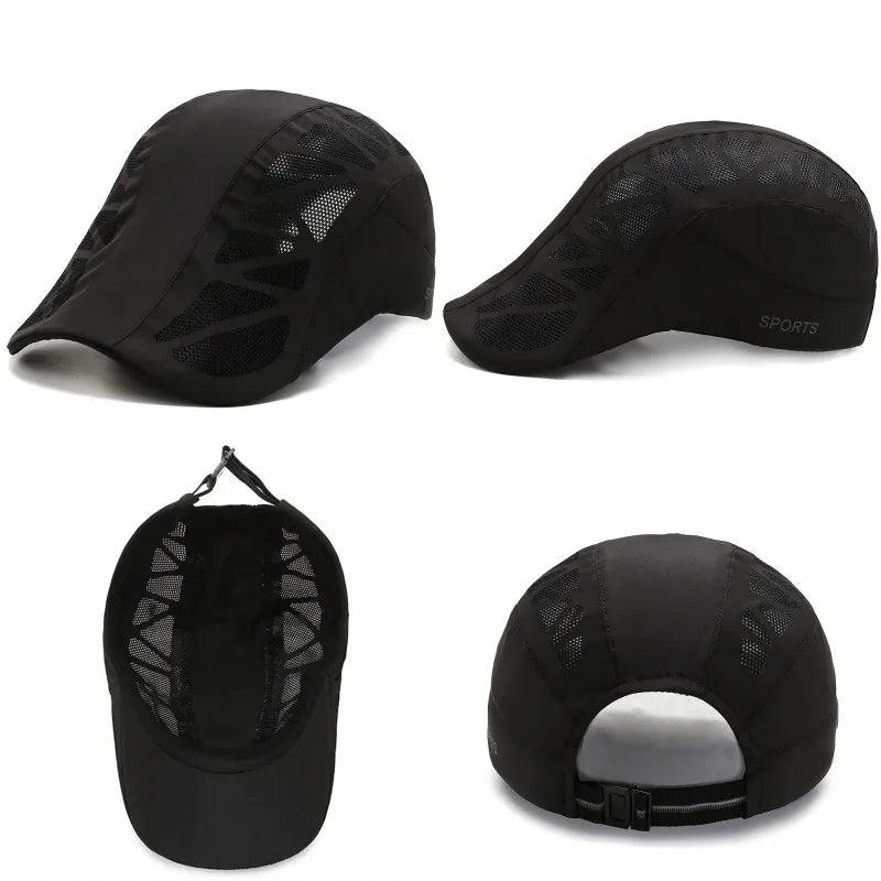Summer Breathable Mesh Quick Dry Tennis Golf Baseball Cap Sports Running An-ti UV Sunhat Fishing Hiking Beret Cap Sunshade Visor