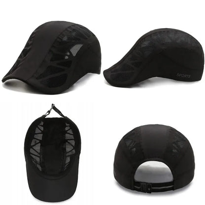 Summer Breathable Mesh Quick Dry Tennis Golf Baseball Cap Sports Running An-ti UV Sunhat Fishing Hiking Beret Cap Sunshade Visor