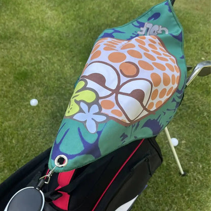 New High-quality Golf Towel,  Double-sided Printing, Retractable Hook, Quick-drying, Machine Washable, Suitable for Golf Bag
