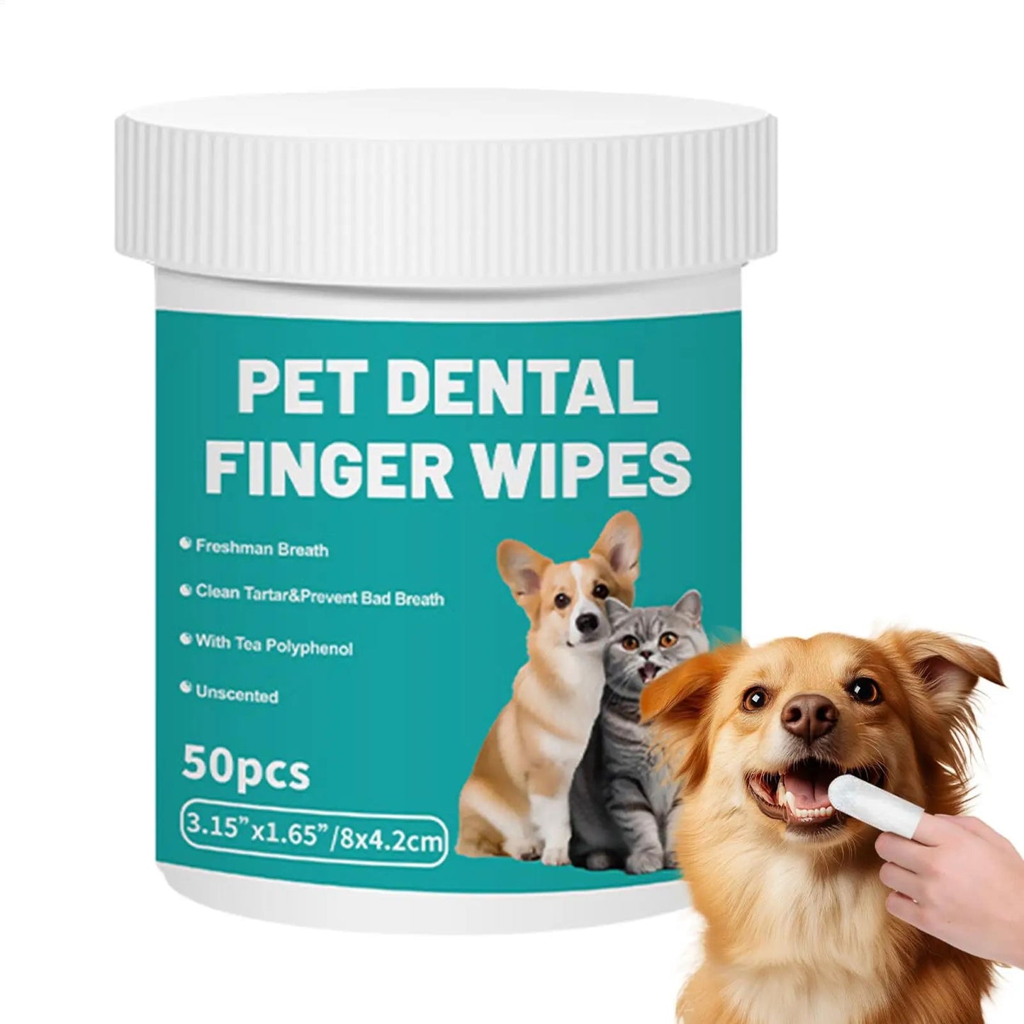 50Pcs Pet Teeth Cleaning Wipes | Dental Finger Wipes | Disposable Gentle Teeth Cleaning Pads | Bad Breath Remover | For Dogs And Cats