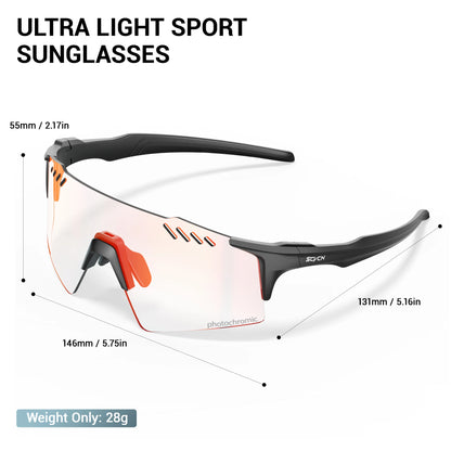 SCVCN Red Photochromic Sunglasses Cycling Glasses Sports for Men Mountain Bike Road Bicycle Eyewear Fashion Goggles MTB UV400