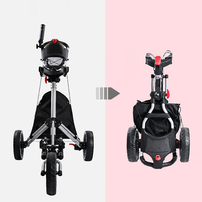 2026 Foldable Aluminum-Frame Golf Cart 3 Wheel Folding Golf Trolley Lightweight Walking Hand Push Cart Multicolor Golf