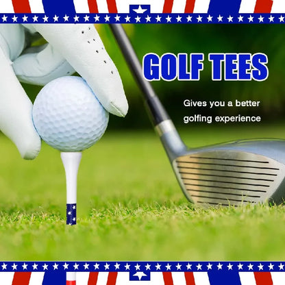 50 Pcs American Flag Style Durable Bamboo Golf Tees, High-Quality Golf Long-Distance Hitting Professional Friction Reducing Tee