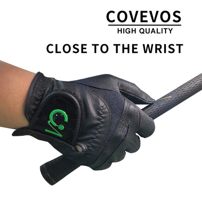 1 PU Leather High Performance Golf Glove All Weather - Black - Left/Right