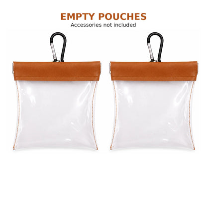 Clear PVC Golf Tee Pouch Portable Self Closing Storage Bag with Hanging Hook for Golf Course Practice Golf Bag Organization