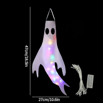 Halloween Hanging Decorations | Scary Ghost Windsock | DIY Emoticons Glow Ghost Lights | Day of The Dead Horror Props