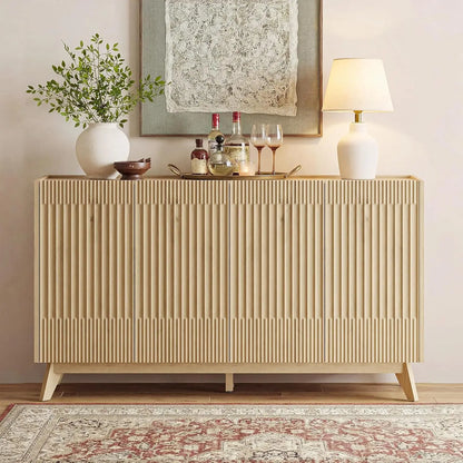 65" Buffet Sideboard with 4 Doors Adjustable Shelves Coffee Bar Console for Dining Living Entryway White Customized