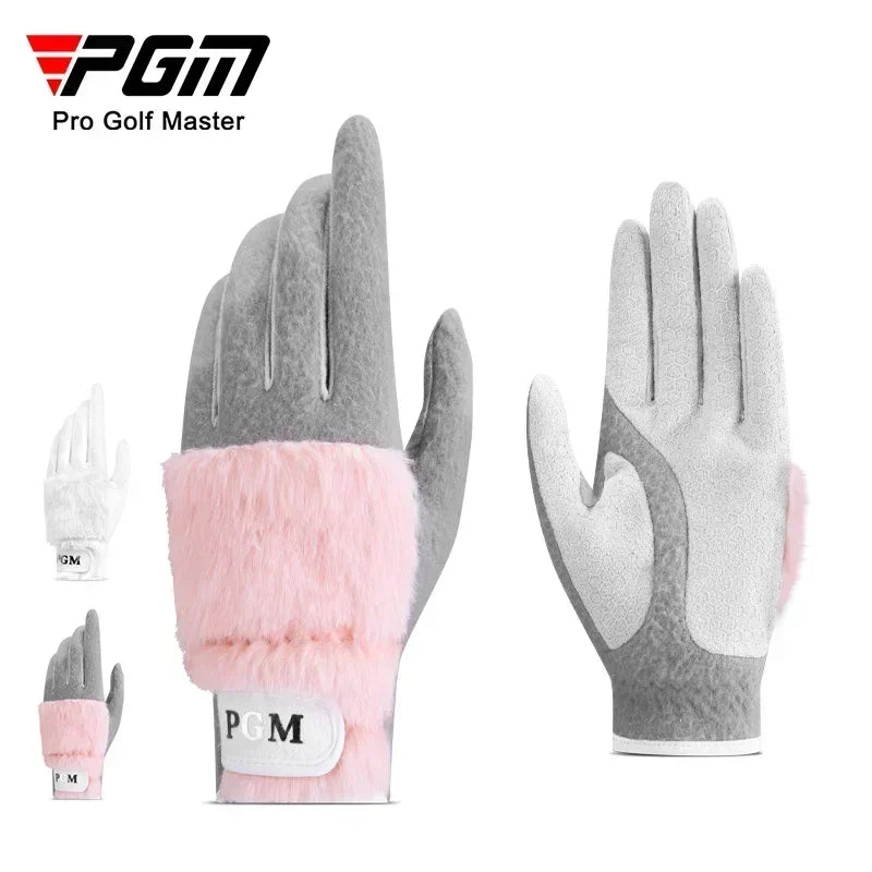 PGM Autumn And Winter Golf Gloves Women's Plush Thickened Plush Warm Gloves Two Hand Set