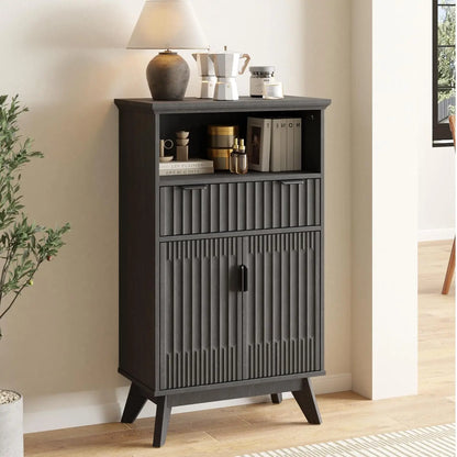65" Buffet Sideboard with 4 Doors Adjustable Shelves Coffee Bar Console for Dining Living Entryway White Customized