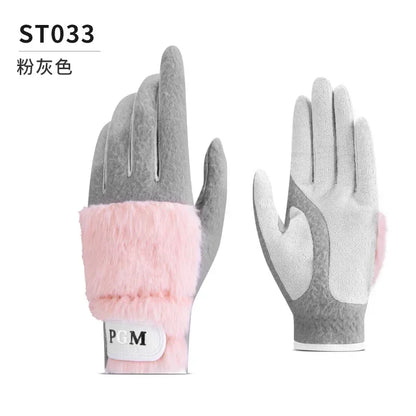 PGM Autumn And Winter Golf Gloves Women's Plush Thickened Plush Warm Gloves Two Hand Set
