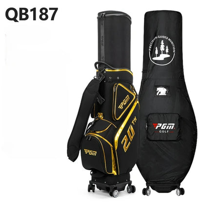 PGM Golf bag Men's and Women's Hard-Shell Telescopic Cap Golf Bag Omni-directional four-wheel push suitcase for air transport