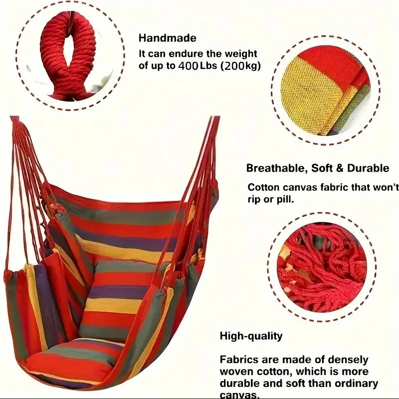 1pc Folding Hammock | Anti Rollover And Anti Slip | Outdoor Hammock Chair |  Canvas Leisure Swing Chair
