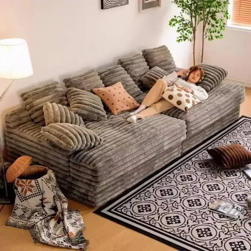 Design Filler Living Room Sofas European Beige Luxury Floor Compressed Sofas Puffs Recliner Modern Divani Soggiorno Furniture