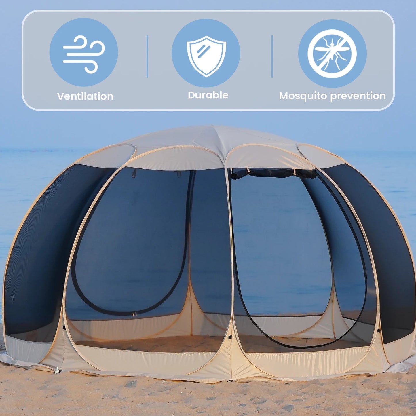 5-8 PERSON TENT | Portable Screen House Tent with Mosquito Net | Camping Backyard Patio & Protection Outdoor Shelter | Suitable for Family