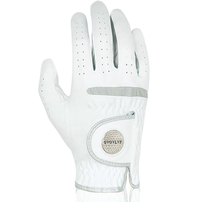 1pc Men's Golf Glove Micro Soft Fabric Breathable Golf Gloves With Magnetic  Marker Replaceable White Glove
