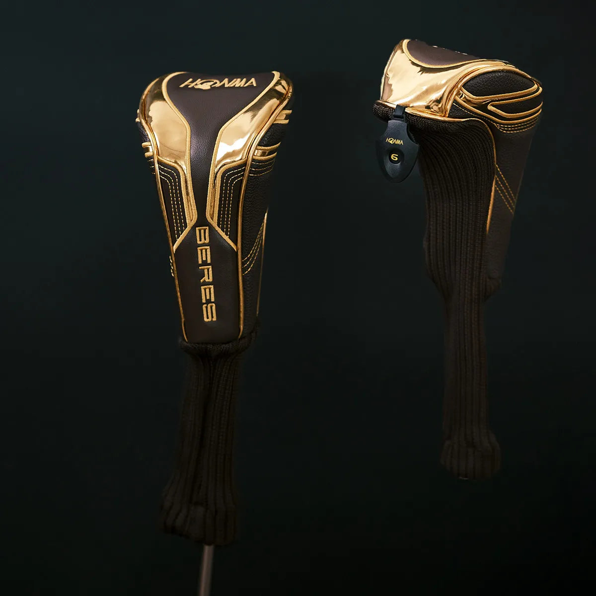 Premium Golden Golf Club Head Covers Set Luxury PU Leather Driver Fairway Hybrid Iron Putter Headcover Protector Set