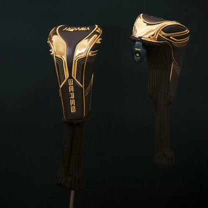 Premium Golden Golf Club Head Covers Set Luxury PU Leather Driver Fairway Hybrid Iron Putter Headcover Protector Set