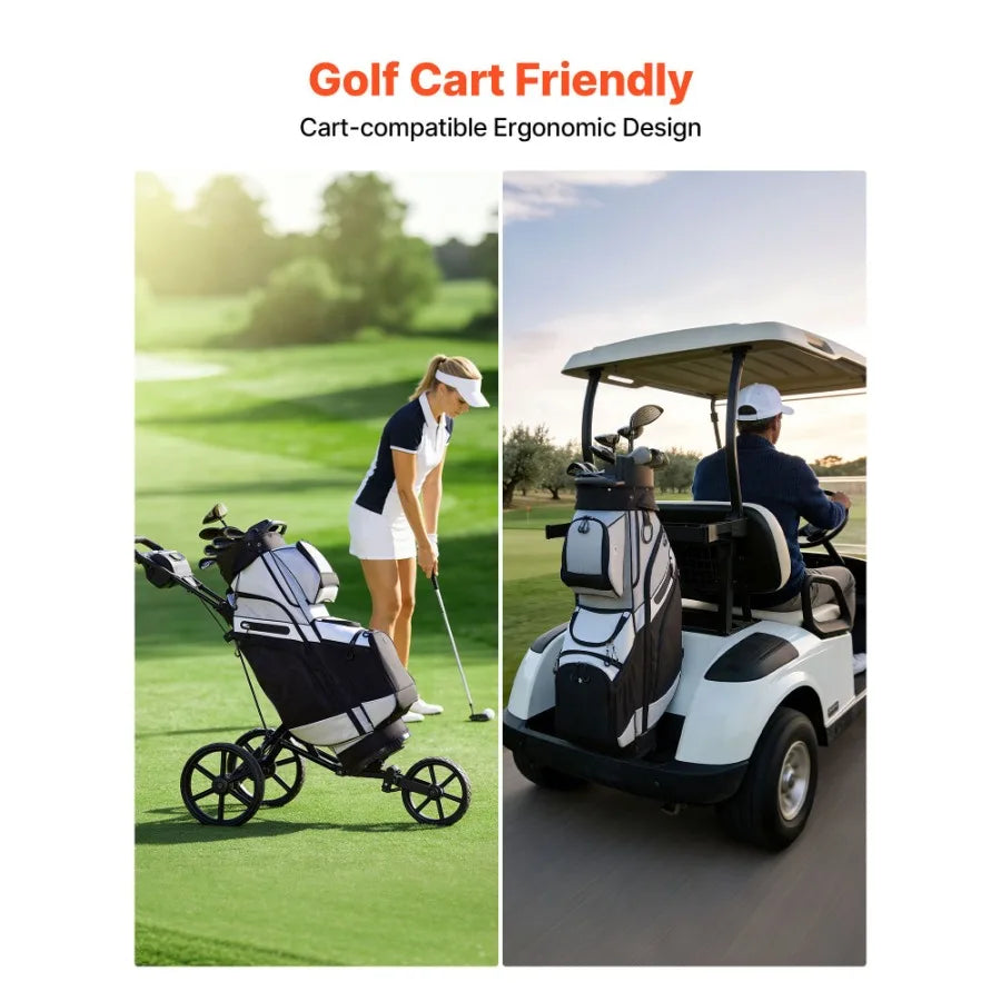 Golf Cart Bag, 14 Way Top Divider Organizer, Golf Club Bag with Full-length Divider, Handles, Storage Pockets, Shoulder Strap,