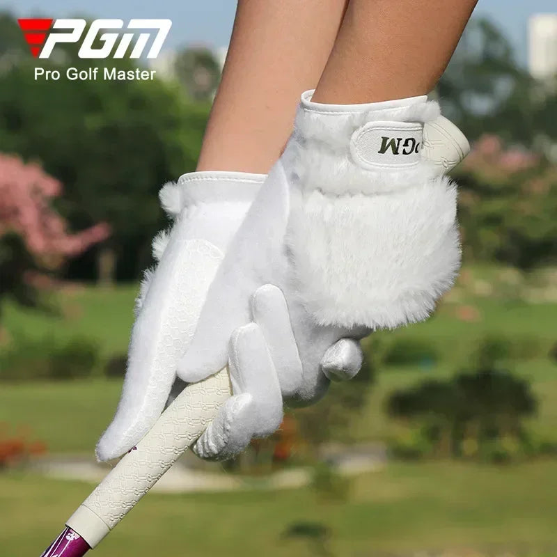 PGM Autumn And Winter Golf Gloves Women's Plush Thickened Plush Warm Gloves Two Hand Set