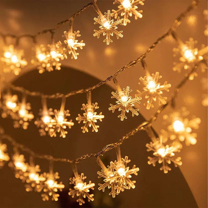 1/3/6M LED Snowflake Fairy Lights | Battery/USB Power | Copper Wire Garland Light