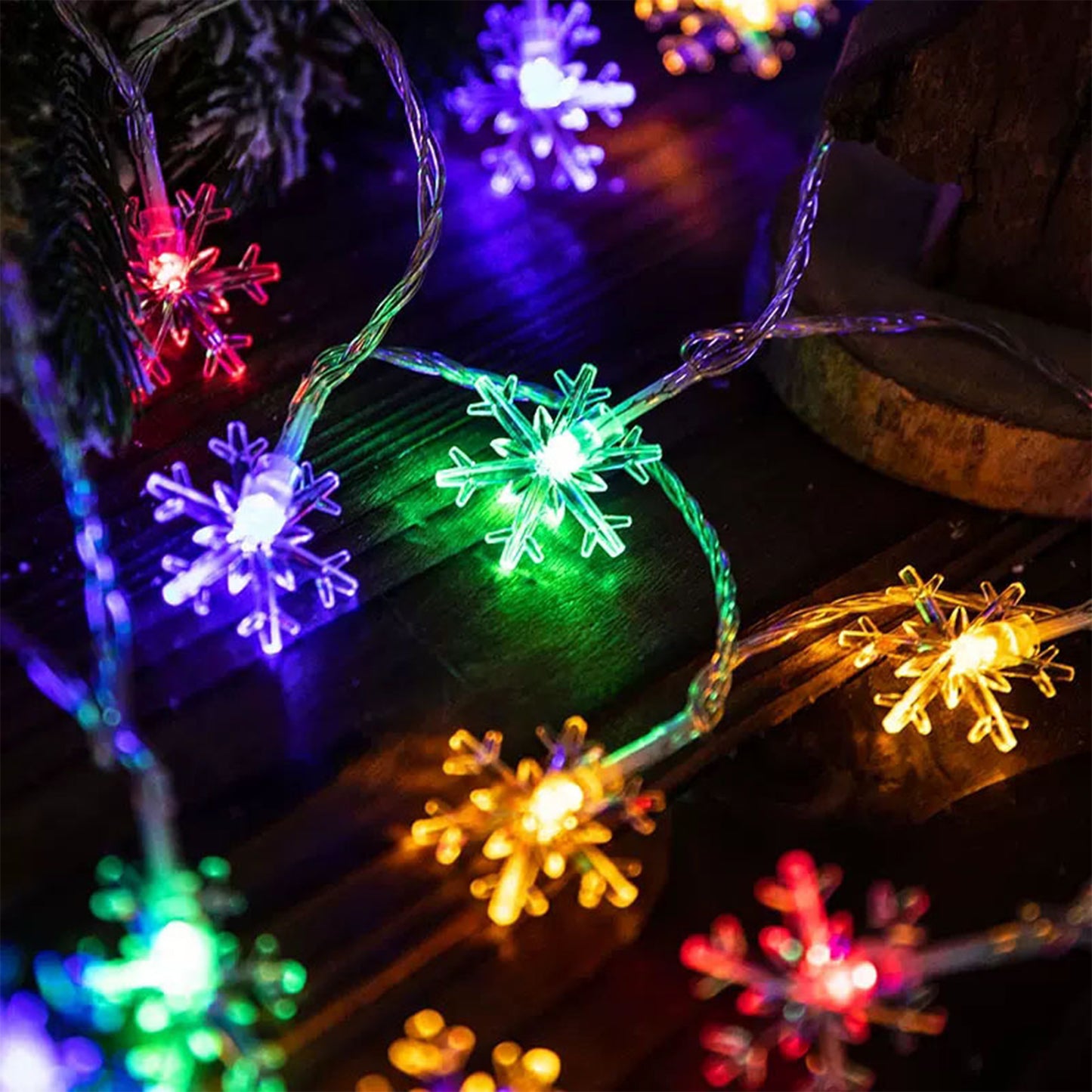 1/3/6M LED Snowflake Fairy Lights | Battery/USB Power | Copper Wire Garland Light