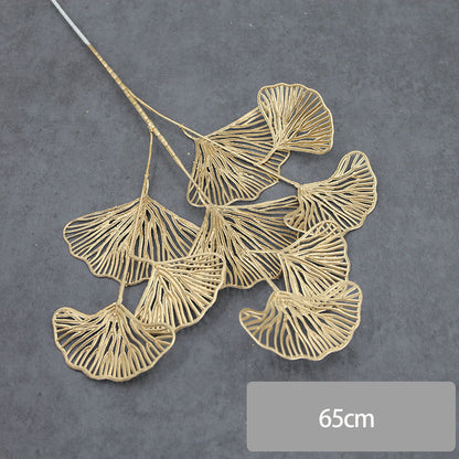 Simulated Gold Leaf & Eucalyptus Fan Leaf Arrangement | Ginkgo Leaf Artificial Greenery | Home Flower Arrangement Indoor Decor