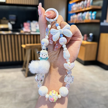 Hello Kitty Hand-painted Beaded Phone Chain | Multi-purpose Charm for Camera & Phone Case