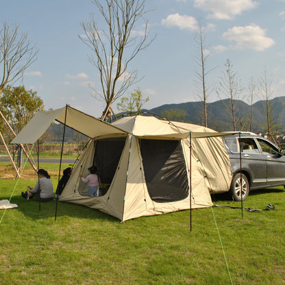 5-8 Person Tent Car Rear Tent | Car Tailgate Tent With Four Large Windows | Rear SUV Tent | With Large Awning | 6-People Luggage Tent