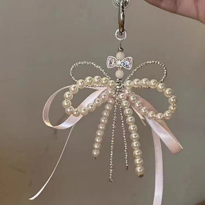 New Korean Fashion Sweet Pearl Bow Keychain | Ins Aesthetic Phone & Bag Pendant for Girls