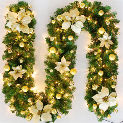 2.7M 5 Colors Christmas festive atmosphere Decorations Rattan Lights Wreath Decorated Fireplace Stairs Wall Door Decor